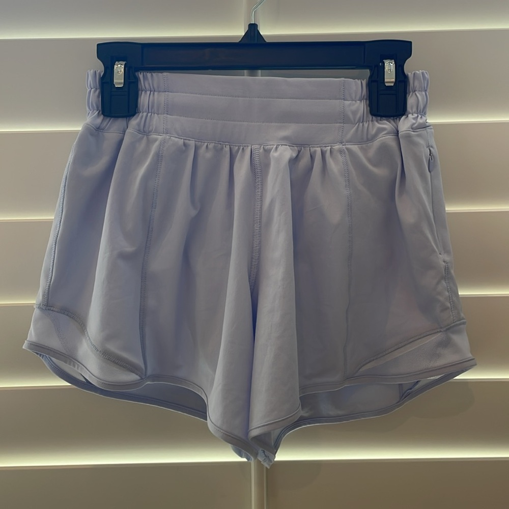 Lululemon Hotty Hot shorts; low rise 4” size 2 in pastel blue